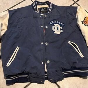 vintage 90s Blue and White Cowboys Varsity Jacket size large